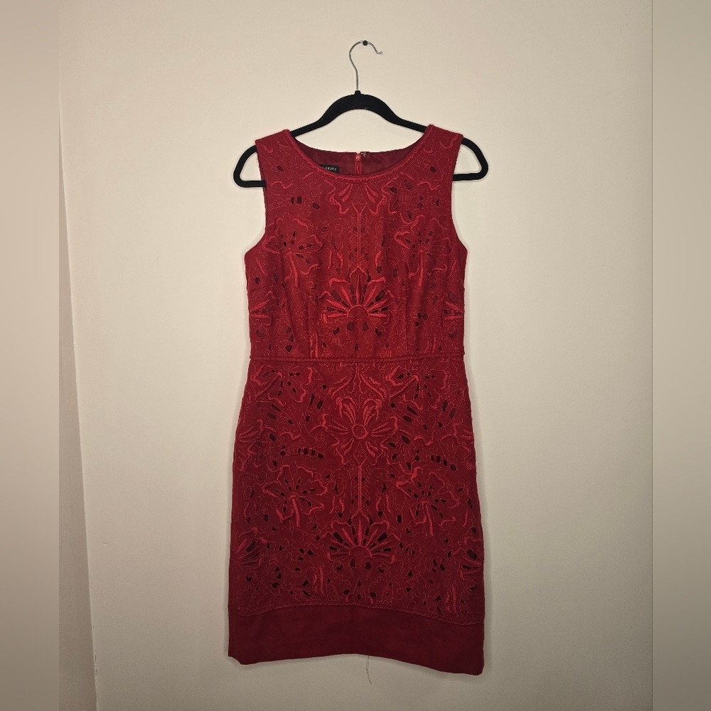 Talbots Red Floral Embroidered Red Dress